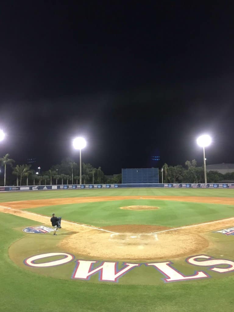 FAU Owls baseball field at night