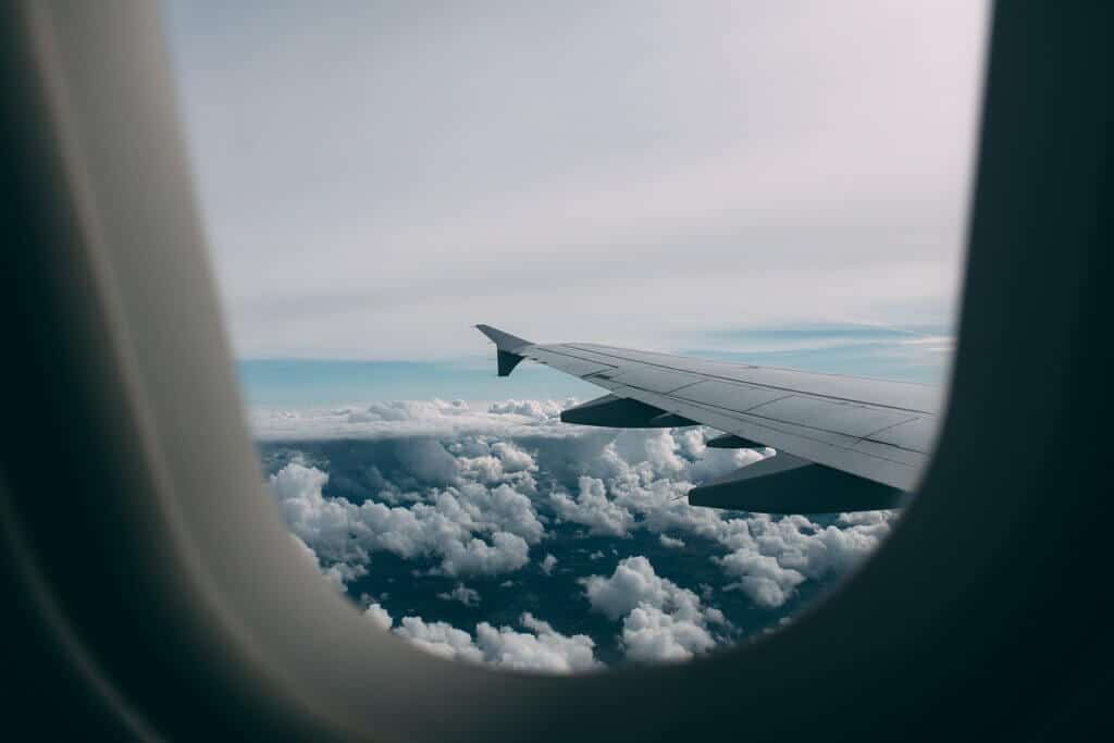 airplane, window, wing